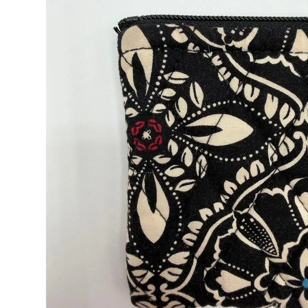 Vera Bradley Black and White Medallion Quilted Cotton Coin Purse Pouch